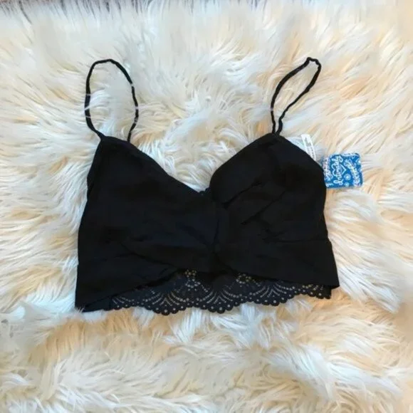 Free People Black Lace Va Va Voom 2pc Crop Top Skirt Set - Picture 4 of 8